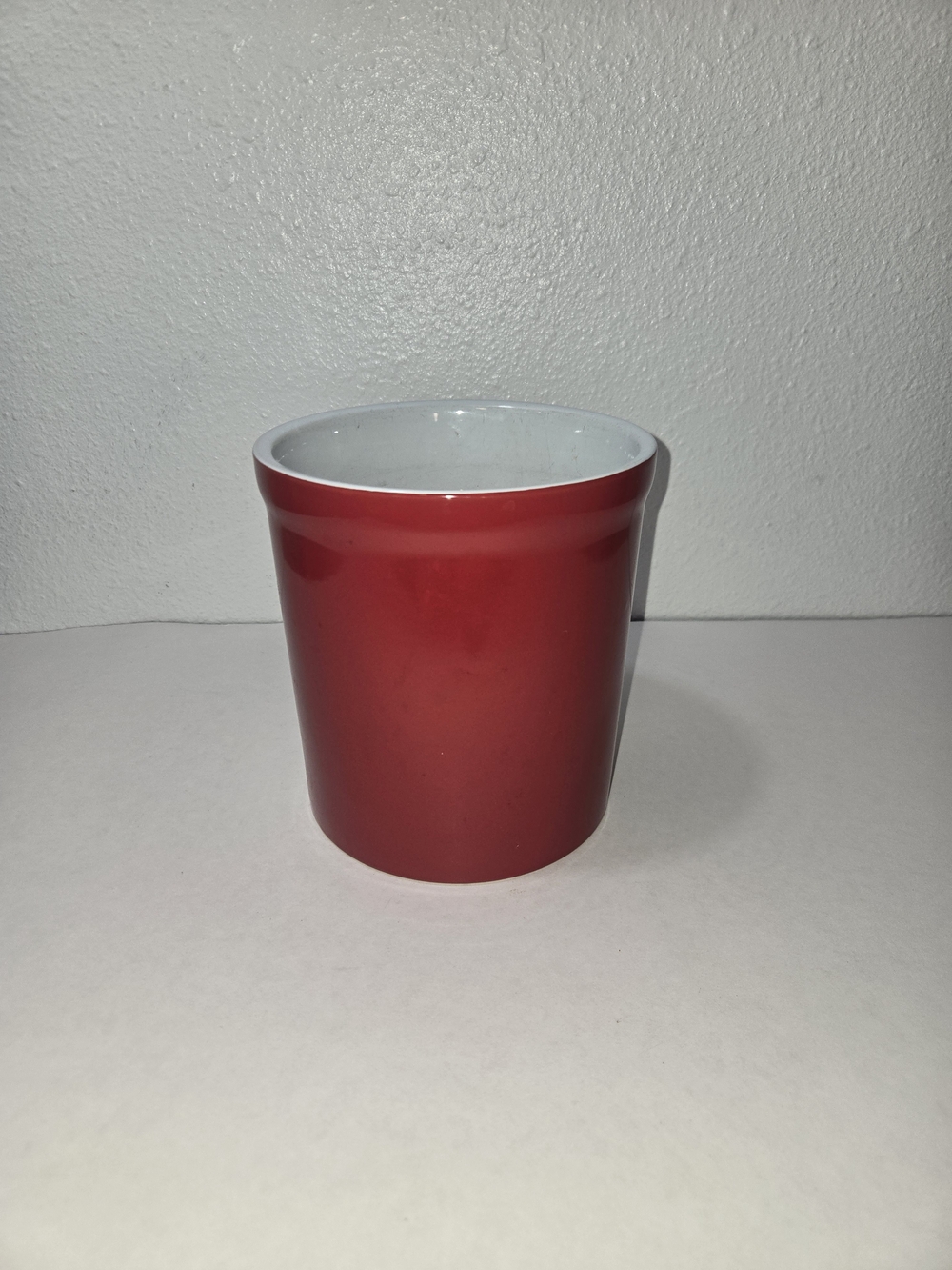 Red Glossy Ceramic Kitchen Utensil Holder with White Interior